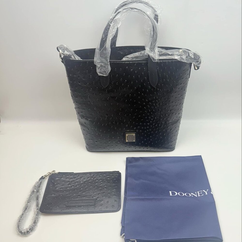 Dooney & Bourke Ostrich Liliana Toe Bag with Pouch NWT